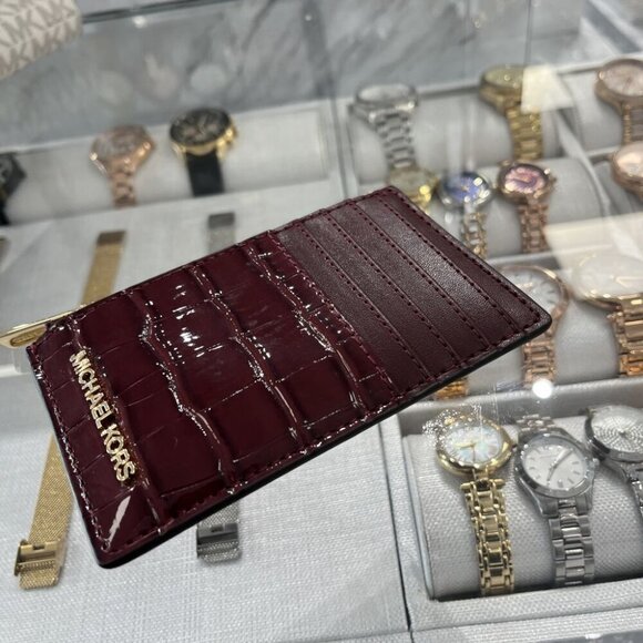 MICHAEL KORS JET SET TRAVEL MEDIUM CARD CASE 35F4GTVD2A OXBLOOD - Picture 4 of 6